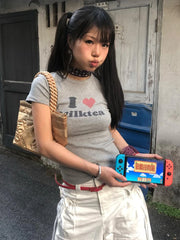 BXOXO Korean Style T-shirt Women Short Sleeve Skinny Print Graphic Tops Streetwear Y2k Vintage Crop Tops American Retro Tops