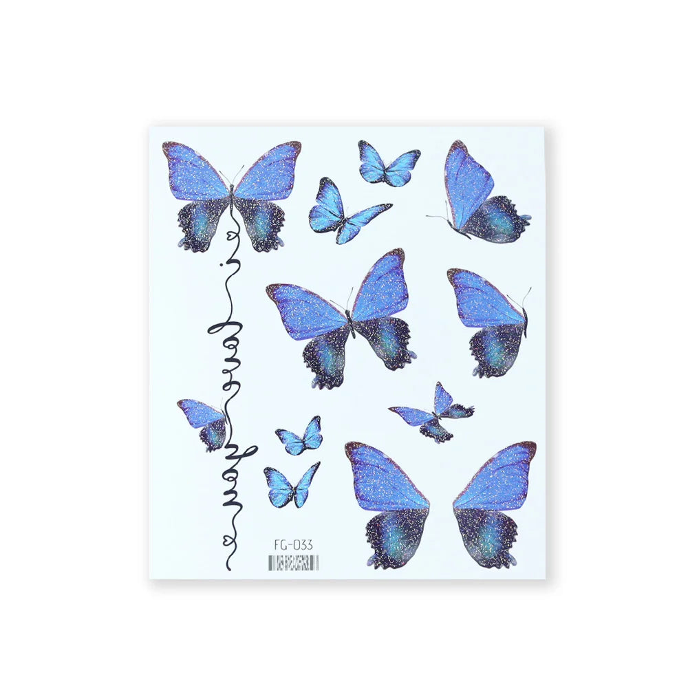 BXOXO 1 Sheet Flash Butterfly Temporary Tattoo Sticker for Eye Face Makeup Fairy Body Art Waterproof False Tattoo for Women