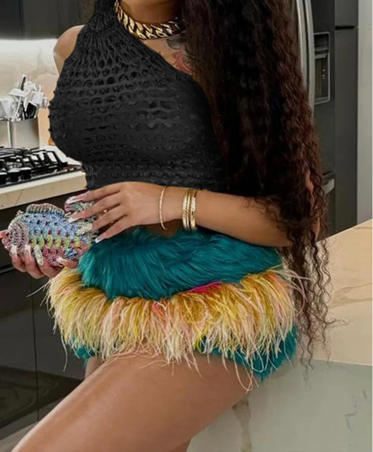 BXOXO Summer Women Sexy Golden Scales Tanks Girl Single Shoulder Bling All-match Party Club Crop Tops Miss Solid Vest