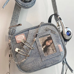 BXOXO Y2K Vintage Denim Handbag Cute Casual Fashion Chase Star Pain Bag Spring New Fashion Designer Luxury Square Bag