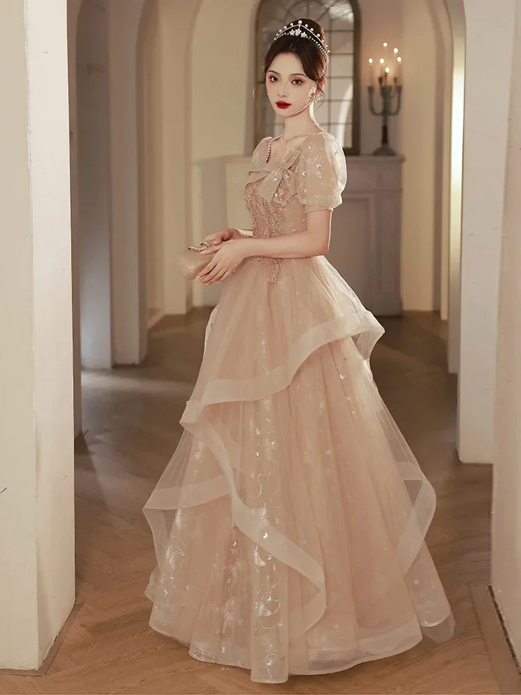 BXOXO Robe de soiree New Square Collar Slim Dress Women Wedding Elegant Evening Dresses Formal Party Dress Prom dresses Luxury Dress