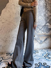 Bxoxo Streetwear Slim Flare Pant Women Sexy Low Waist Fall Vintage Wide Leg Trousers Casual American Lace Up Female Retro Black Pants