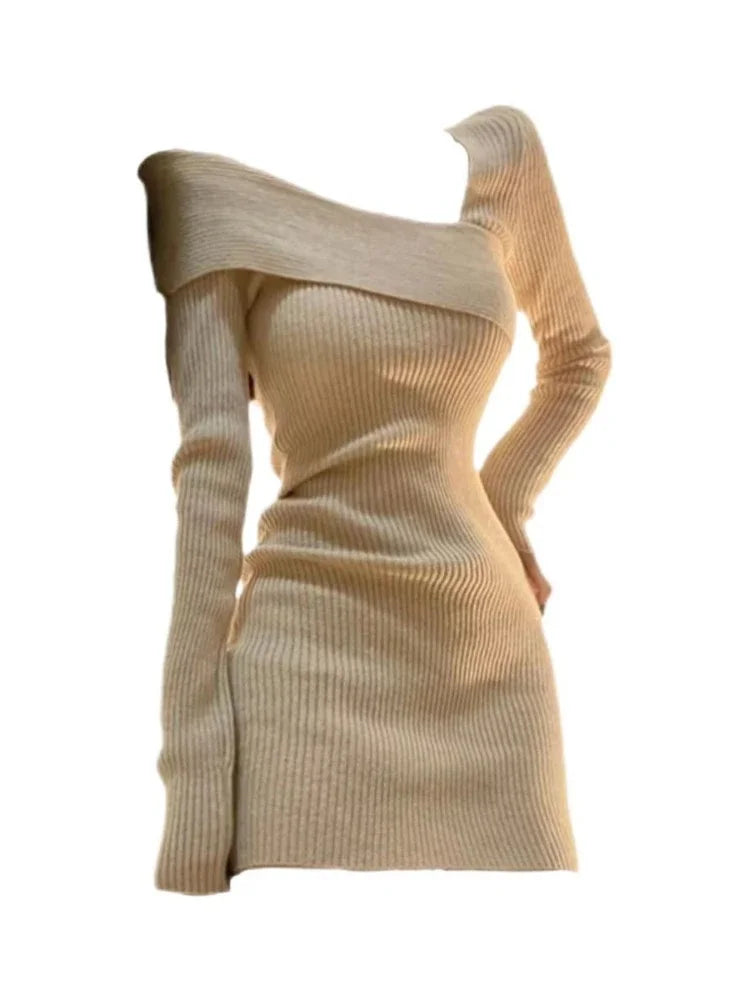 BXOXO Summer Women Long Sleeve Dress Slim Knitting Female Clothes Streetwear Vacation Casual Soft Sweet Sexy Korea Fashion Dress
