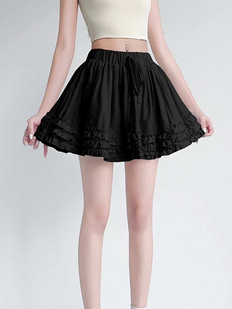 Bxoxo Korean Women Sweet Skirt High Waist Fashion Elegant White Mini Skirts Preppy Style Edible Tree Fungus Sexy Dance Skirts New