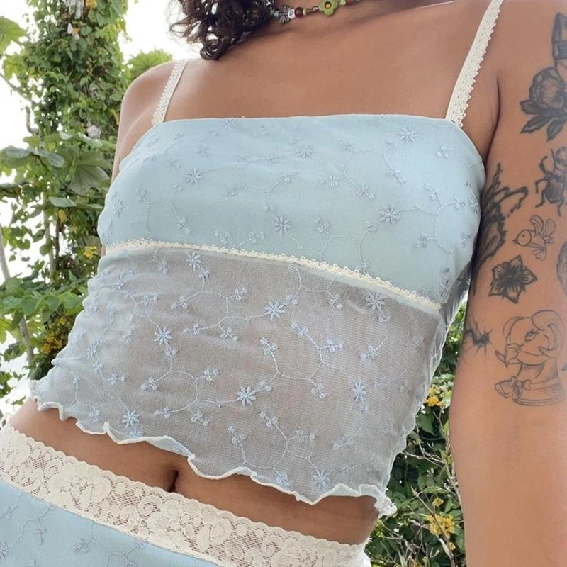 BXOXO Fairy Coquette Milkmaid Top Y2K Aesthetic White Lace Crop Top 90s Vintage Milkmaid Vest Chic Women Retro Streetwear