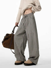 Bxoxo Women's Black Gothic Striped Long Pants Baggy Sweatpants Harajuku Y2k Emo Vintage Oversize Trousers Japanese 2000s Style Clothes