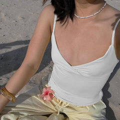BXOXO Sexy Low Neck Crop Top y2k Aesthetic Sleeveless White Tank Tops Women Basic Casual Solid Tee Vintage Sexy Camisole Summer