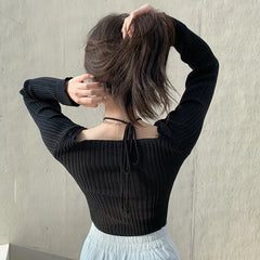 BXOXO Womens Korean version Long Sleeve Sweater Off Shoulder Sexy Knitted Pullover Jumper Sweaters Knit Sweater Casual Loose Blouse