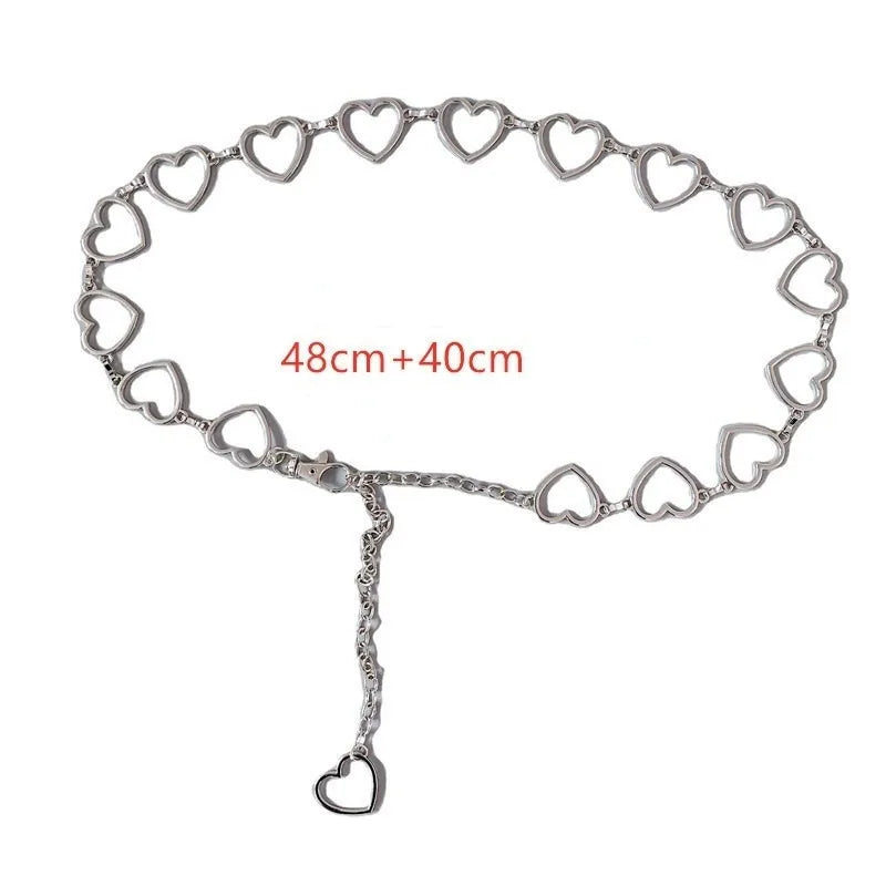 BXOXO Women Fashion Heart Shaped Metal Waist Chain Belt Waistband Accessories Jewelry