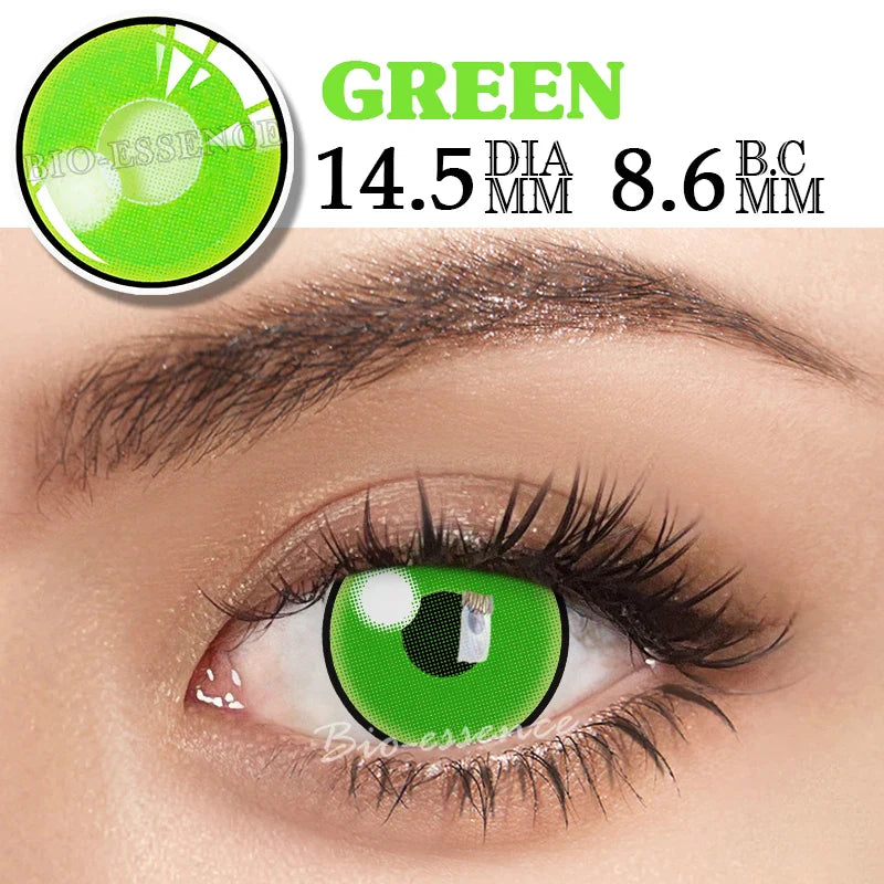 BXOXO Green Lenses 1 Pair Colored Contact Lenses for Eyes Anime Accessories Anime Lenses Cosplay Lenses Halloween