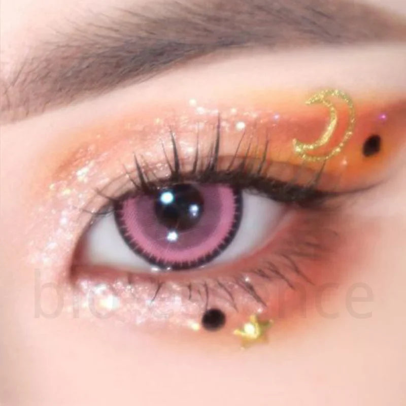 BXOXO 1 Pair Colorcon Korean Colored Contact Lenses with Degree Myopia Lenses Anime Accessories Pink Lenses Cosplay Lenses