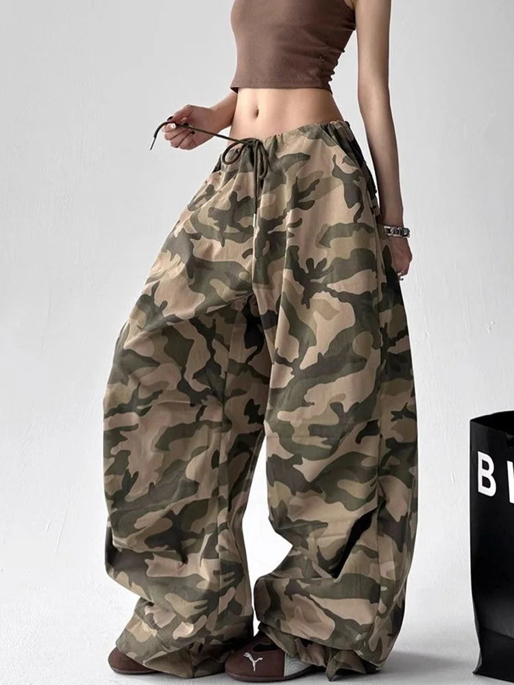 Bxoxo Y2K Camouflage Cargo Pant Women Streetwear Loose Hip Hop Harajuku Trousers American Vintage High Waist Summer Bf Casual Pants