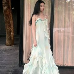 BXOXO French Style A- Line Dress Slimming Beach Vacation Halter Long Skirt Summer Wear Sleeveless Design Sensation Women's Clothing