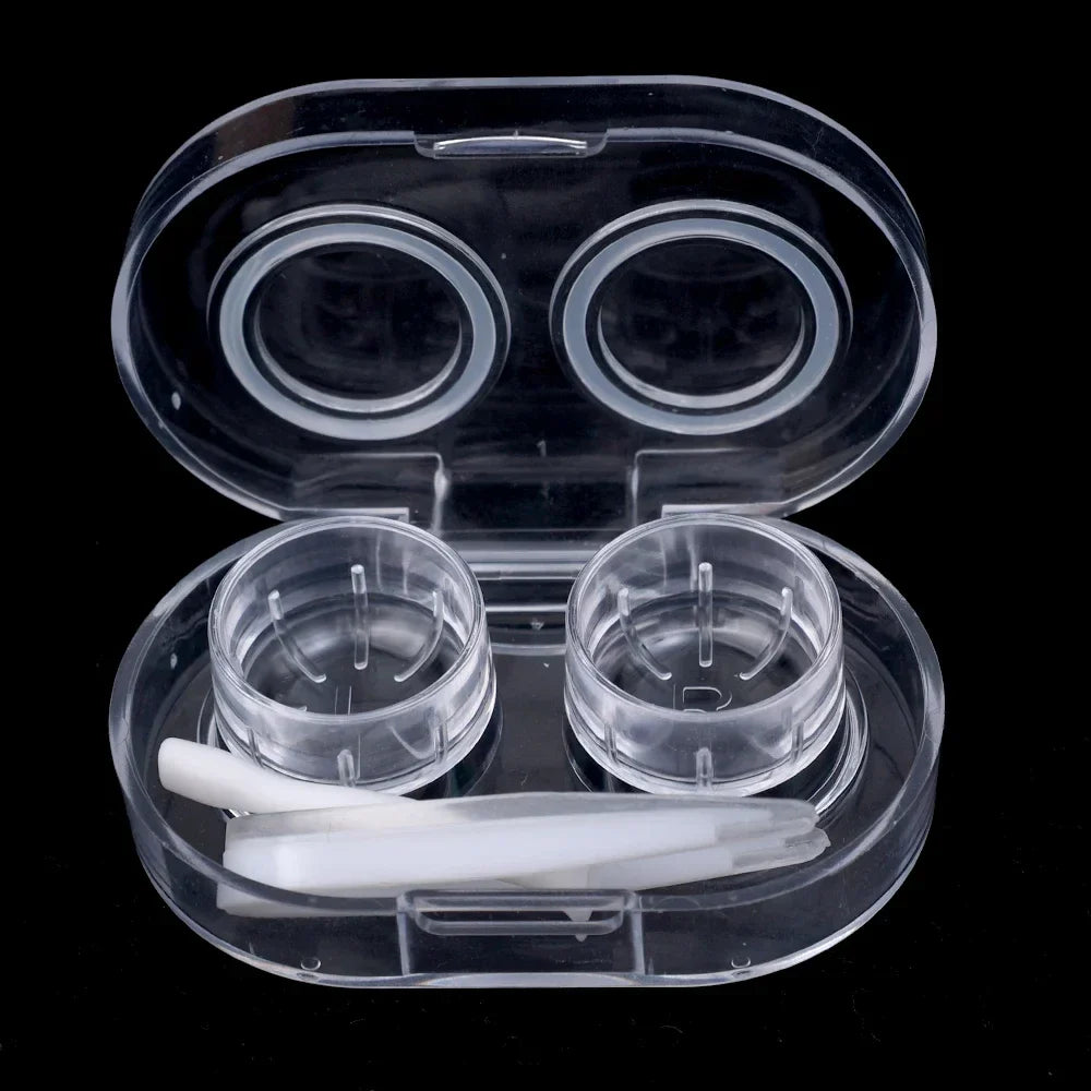 BXOXO Small Plastic Contact Lens Cases Simple Oval Transparen Portable Eye Contacts Lenses Holder Box Case with Tweezers Remover Tools