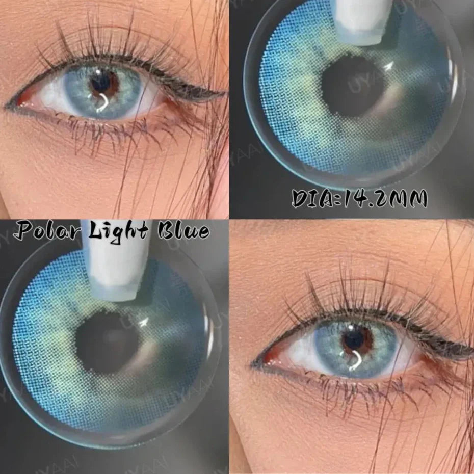BXOXO ãâ‚?*contacts Lenses+1*tweezers+1*lenses Case】DNA Taylor Series Yearly Contact Lens Gray Blue Beauty Eyes Colored Eyes Makeup