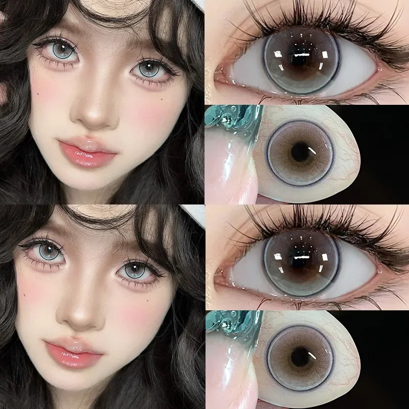 BXOXO Natural Colored Eyes Lenses Green Lenses Contacts Lens Beauty Pupils with Graduation Contact Korean Lenses Make Up