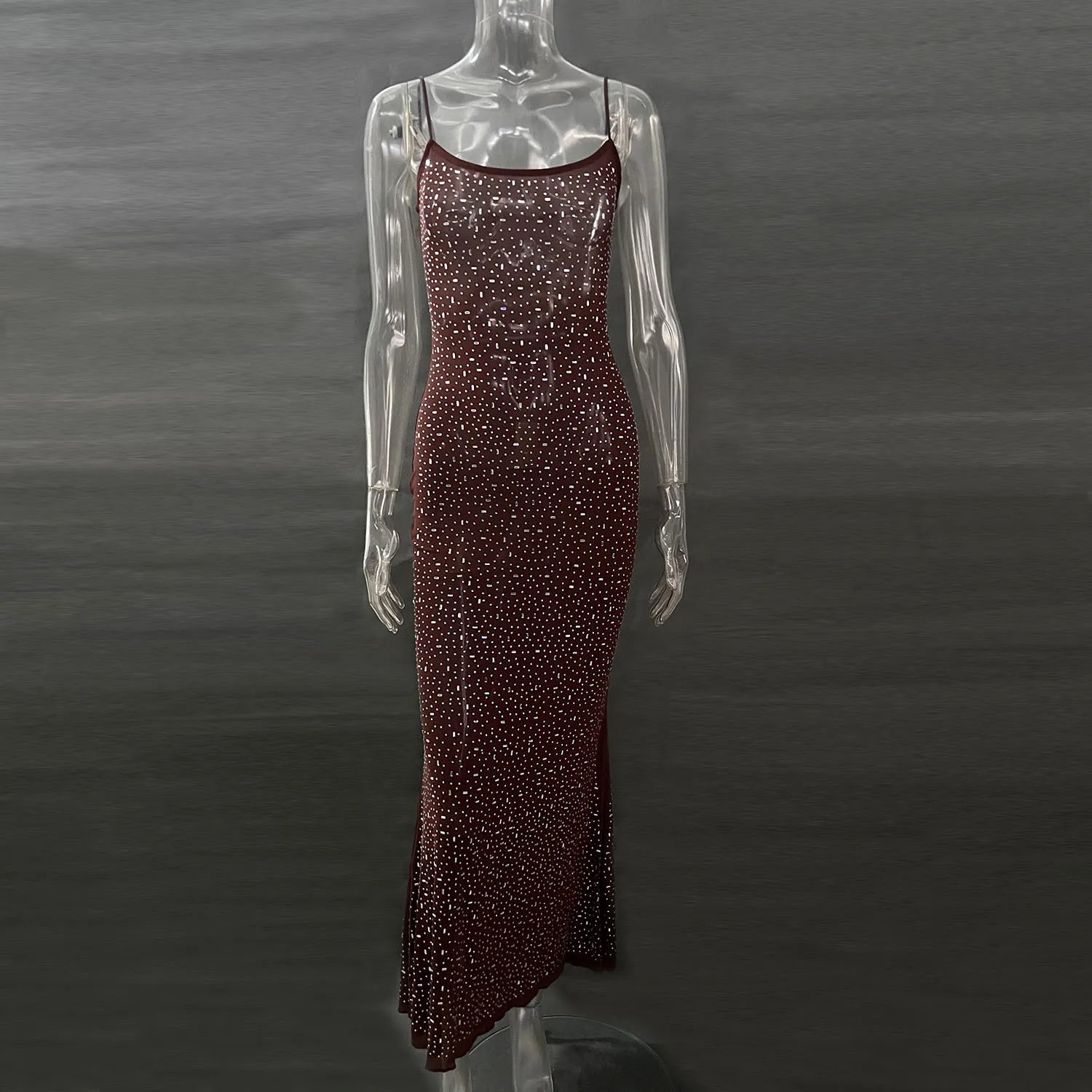Bxoxo Elegant Sequin Female Maxi Dress Fashion Glitter High Waist Bodycon Sexy Diamond Backless Birthday Evening Outfits