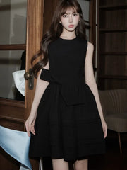 Bxoxo Elegant Vintage Style Dresses For Woman Summer French Lace-up Slim Waist O-Neck Party Evening Dress Fashion 2025 New Causal