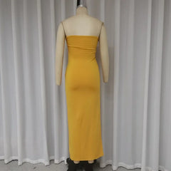 BXOXO Long Dress Summer Women Fashion Sleeveless Strapless Tube Backless Nipped Waist Cut Out Slit Slim Party Bodycon Dresses