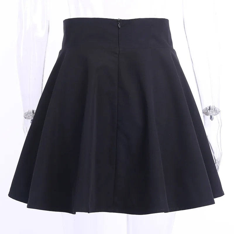 Bxoxo Gothic Black Skirt Japanese-Style Hipster Black JK Bubble Women's Lace-up Back Zip Ins Girl's Pleated Mini Skirt