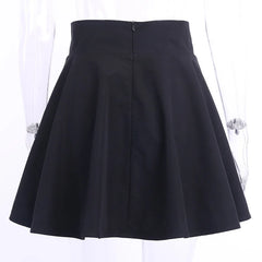Bxoxo Gothic Black Skirt Japanese-Style Hipster Black JK Bubble Women's Lace-up Back Zip Ins Girl's Pleated Mini Skirt