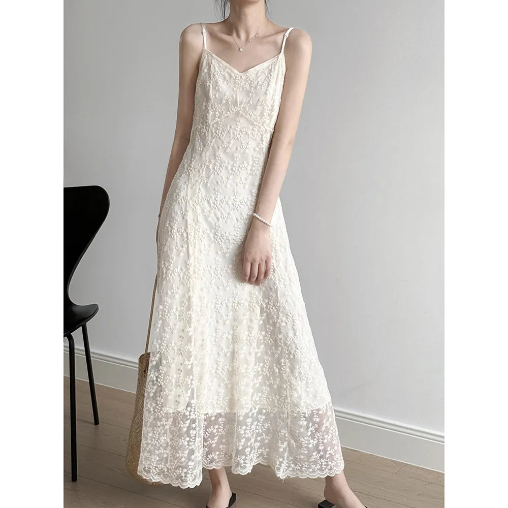 BXOXO New women's suspender dress French lace high-end temperament heavy industry embroidery [1-YS]