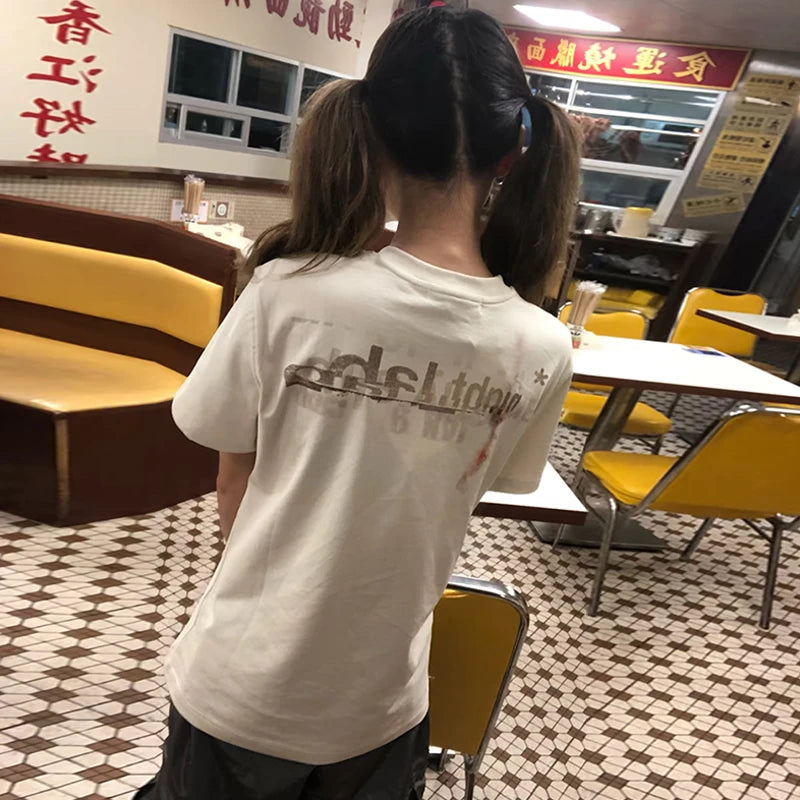 BXOXO Y2k Japanese Prin T-shirt Short Sleeve 2000s Aesthetic Grunge Tops Egirls Streetwear 2000s Aesthetic Graphic Tops Tee