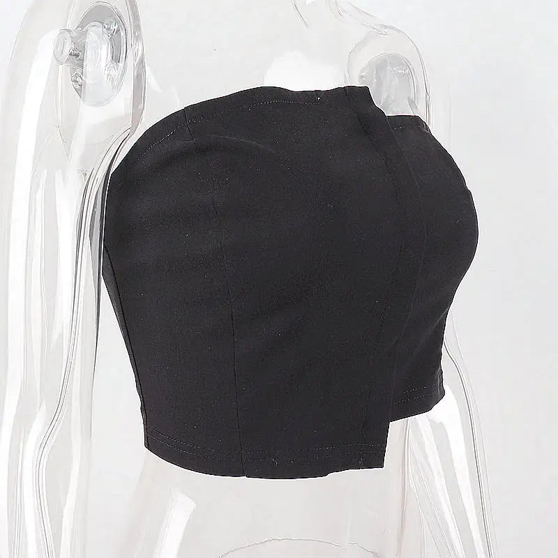 Bxoxo Y2K Sexy Irregular Strapless Tank Top Women Backless Sleeveless Zipper Tube Tops Gothic Summer Off Shoulder Lady Vest