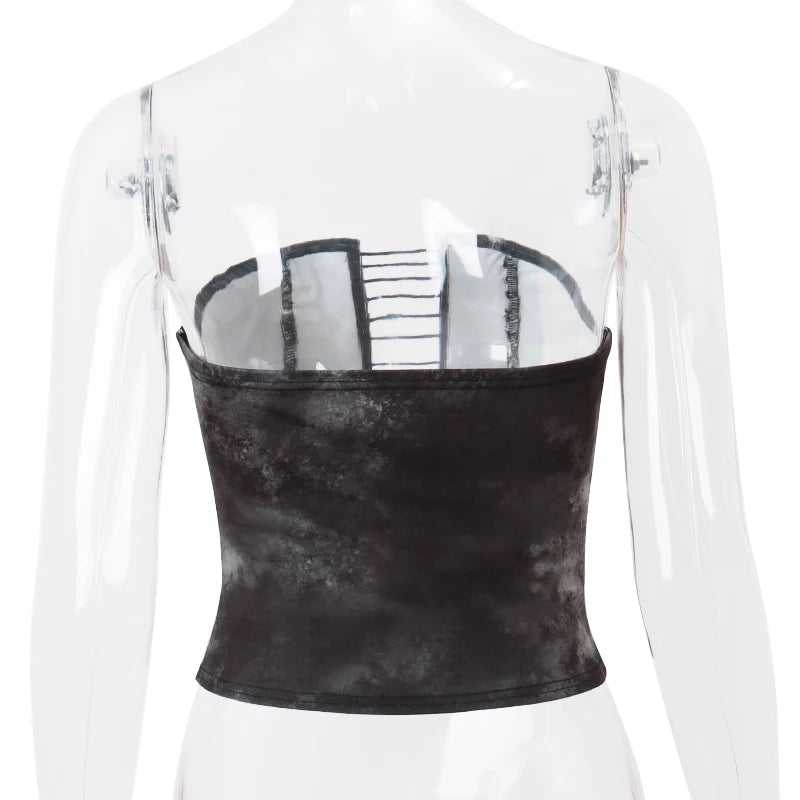 Bxoxo Sexy Wrapped Chest Vest Women's Off Shoulder Black Fashion Top Aesthetic Bandage High Street Party Women's Top
