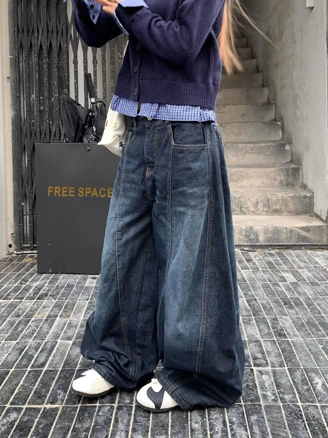 Bxoxo Y2k Letter Embroidery Washed Women Jeans Vintage Harajuku Wide Leg Denim Pants Baggy Gyaru Scimitar Trousers Streetwear