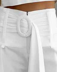 BXOXO Women's Shorts Summer Fashion Hollow Out Casual Plain Daily High Waist Above Knee Shorts Y2K Streetwear with Belt