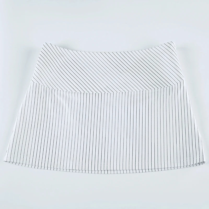 BXOXO Harajuku Striped Print Mini Skirt Vintage y2k Low Rise Skinny Retro Short Skirts for Women Summer Casual Streetwear Basic