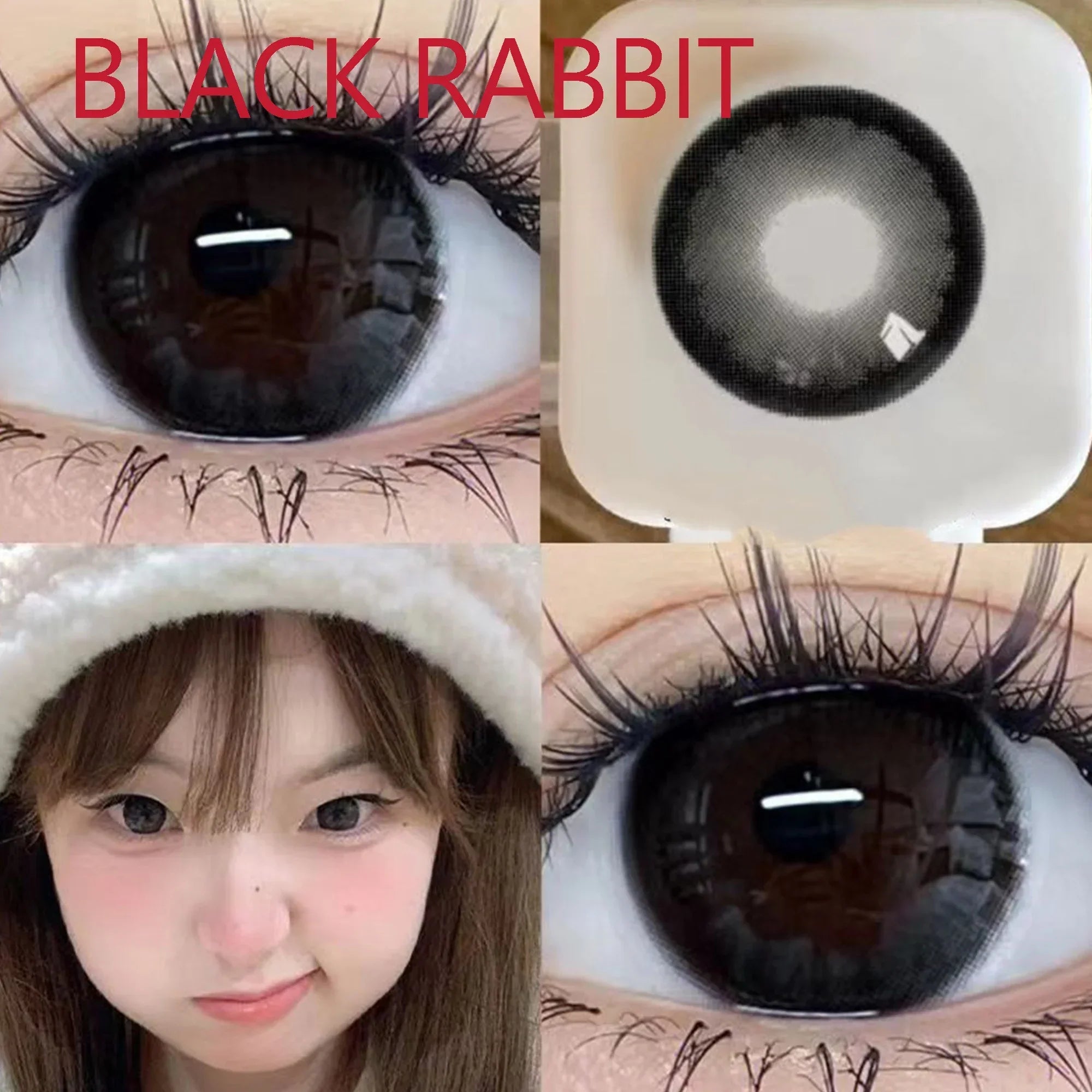 BXOXO 14.50mm Soft Contacts Lenses for Eye Color Change with Power Dolly Eyewear Accessories lentes de contacto Black Rabbit