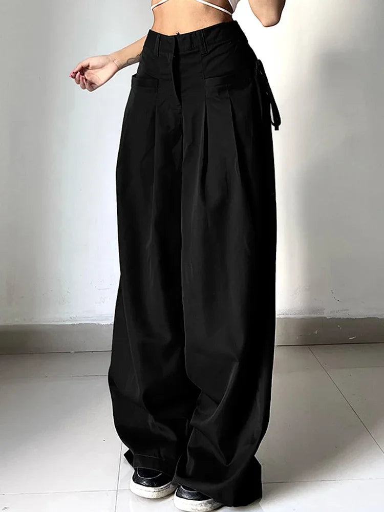 Bxoxo Casual Wide Leg Pants Women High Waist Street Basic Loose Sweat Trousers Korean Retro Gray Office Y2K Lady Pants