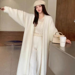 BXOXO Elegant Sweet Long Sweater Cardigan Women Korean Style Sweaters Coat Autumn Winter Solid Loose Casual Vintage Cardigan