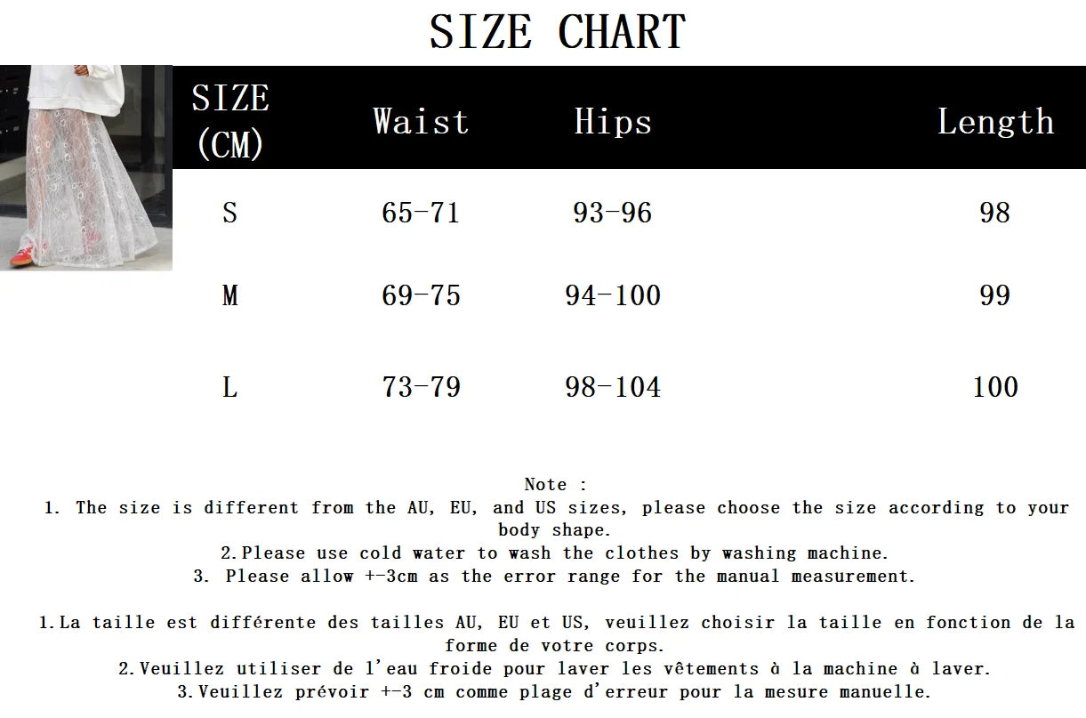 Bxoxo New Jacquard Lace Sheer Long Skirt Women Elastic Waist White Sexy Transparent Maxi Skirts Female Streetwear Fashion Faldas Jupe