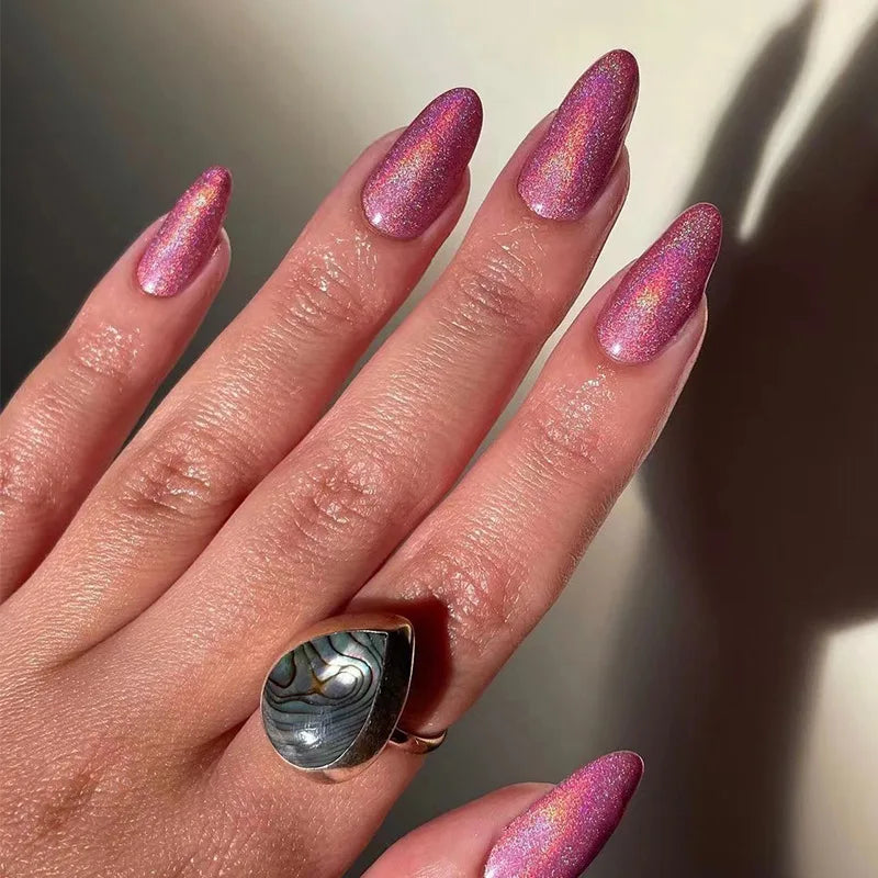 Bxoxo 24P French Oval False Nails Girls White Edge Design Nude Color Wearable Press on Nail Full Cover Short Acrylic Almond Fake Nails