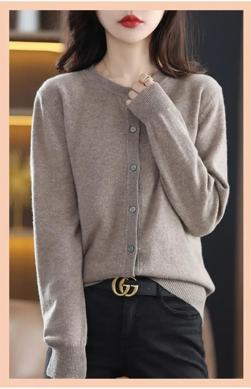 Bxoxo Knitted Sweater Cardigan Loose-fit Warm Jacket Inner Wear Outer Korean Style Stylish Women's Top Core-spun Yarn