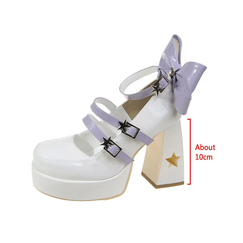 BXOXO Chunky Platform High Heels Pumps Women Spring Punk Thick Heel Mary Jane Lolita Shoes Woman Patent Leather Cosplay Shoes