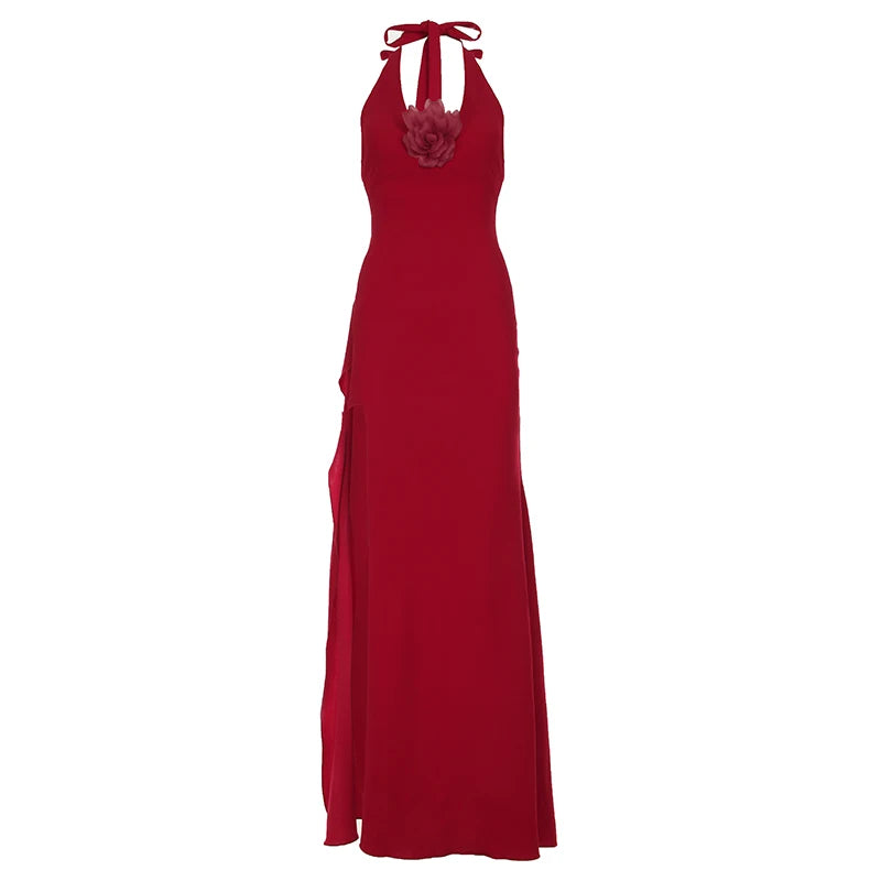BXOXO Solid Sexy Skinny Halter High Side Split Women Elegant Dresses Design Fashion New Women Clothing