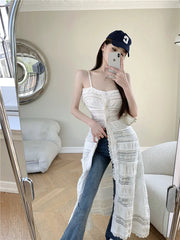 Bxoxo Retro Design Lace ter Dr Ele Beach Vaion Fairy Skirt Summer A-Line Long Dr High Waist Gentlewoman Sle No Sl...