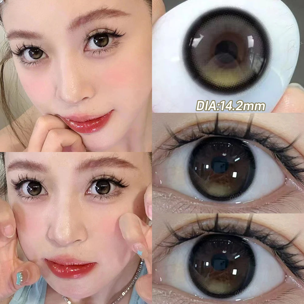 BXOXO Pink Contact Lenses Myopia Color Contact Lenses for Eye with Diopters Natural Grey Brown Eye Color Lenses Blue Lens 2PCS