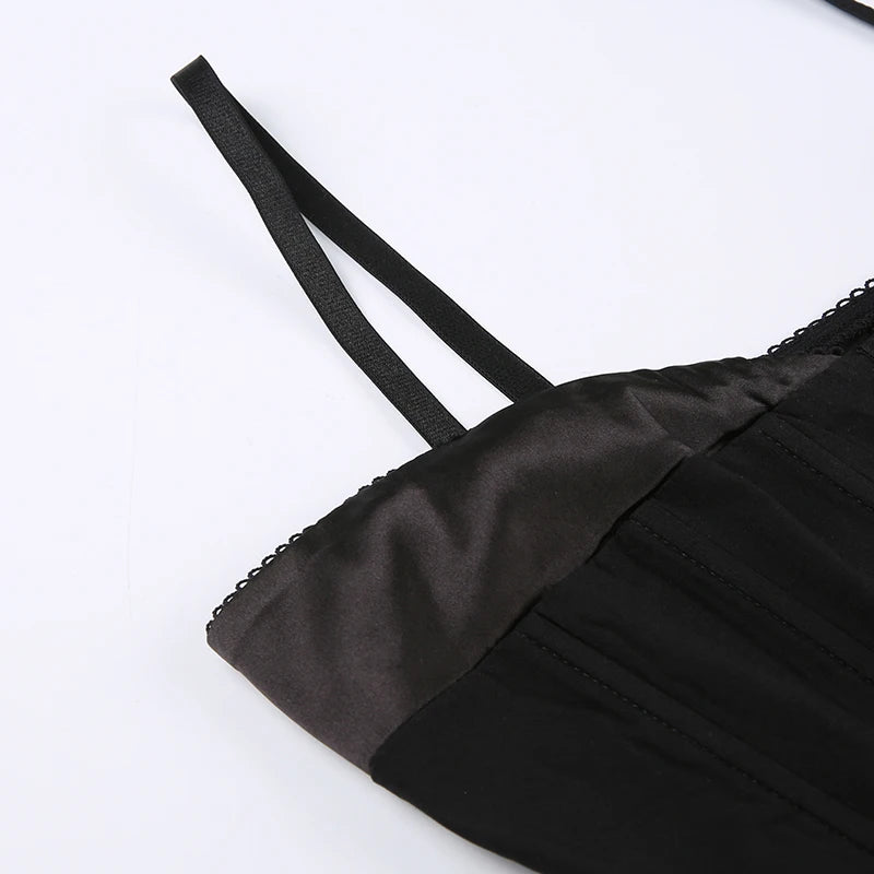 Bxoxo Sexy Low-cut Spaghetti Strap Women Tank Top Casual Black Camisole Vintage Slim Fit Vest All-match Trend Outfit Clubwear
