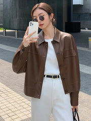 BXOXO Winter Black Cropped Leather Jacket Women Autumn Korean High Street Biker Jacket Female Vintage Outerwear Thin PU Chic Tops