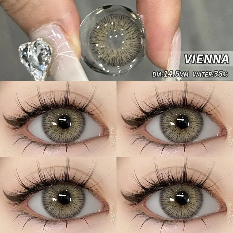 BXOXO 1 Pair New Fashion Blue Color Contact Lenses for Eyes Natural Brown Eyes Contacts Lenses Yearly Gray Colorful Eyes Lens