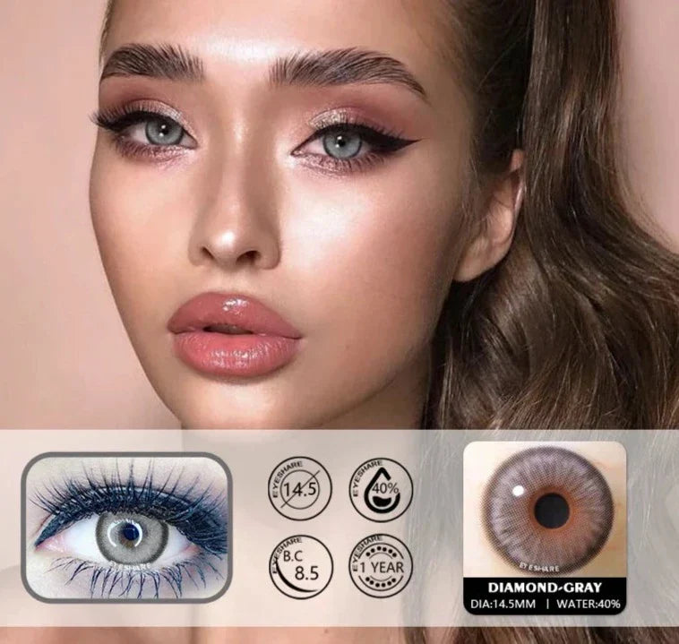 BXOXO 2pcs Natural Colored Contact Lenses For Eyes Blue Colored Contact Lens For Eyes Yearly Beautiful Makeup Contact Lenses