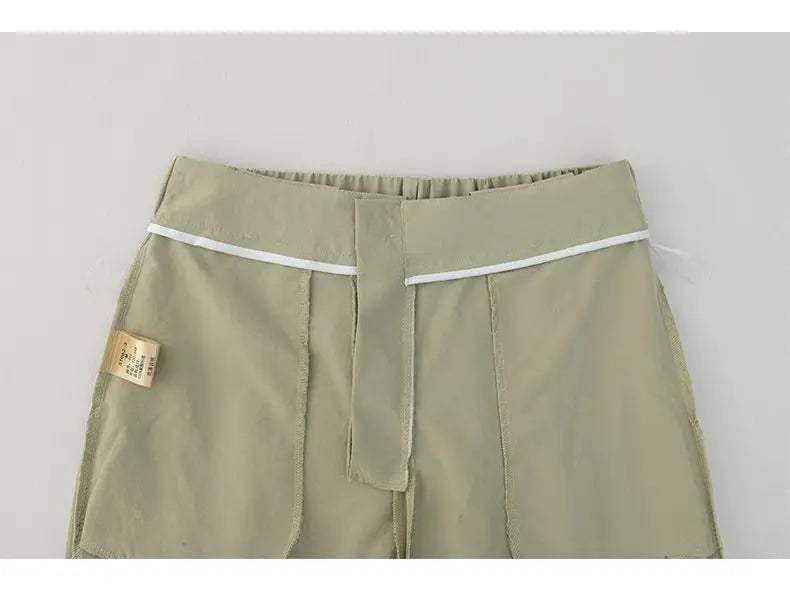 Bxoxo White Basic High Waist Wide Leg Women Pants Solid Color Korean Fashion Parachute Trousers Baggy Lace Up Youthful Summer
