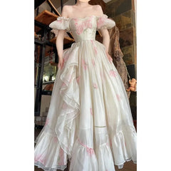 BXOXO Draping Effect off-Shoulder Dress for Women Seaside Vacation Style Super Fairy Women's Skirt