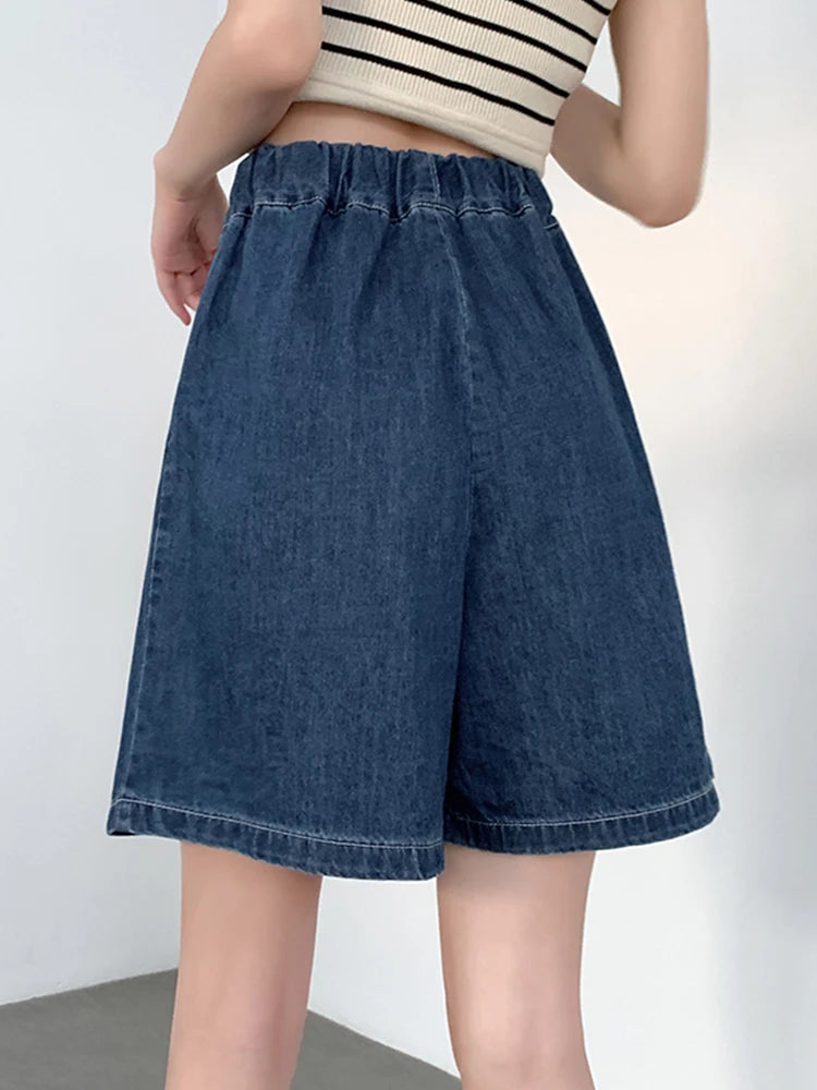 BXOXO S-5XL Summer Korean Fashion Blue Mini Denim Pleated Shorts Skirt Women High Waist A Line Short Pants Jeans Female