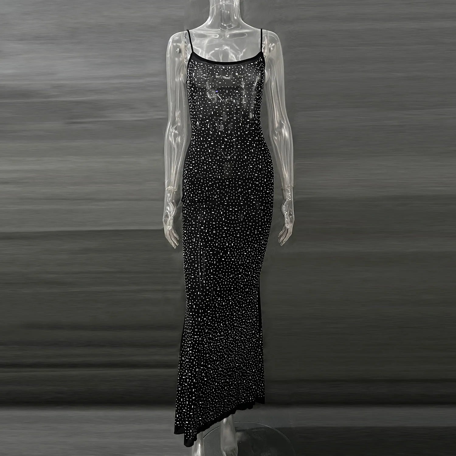 Bxoxo Elegant Sequin Female Maxi Dress Fashion Glitter High Waist Bodycon Sexy Diamond Backless Birthday Evening Outfits